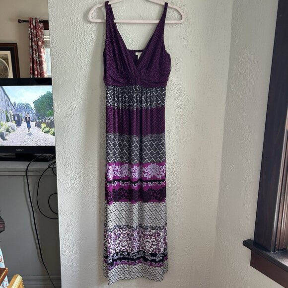Soma Britney Maxi Patchwork Bandana Dress NEW Medium Purple Whimsigoth Milkmaid - Picture 2 of 10